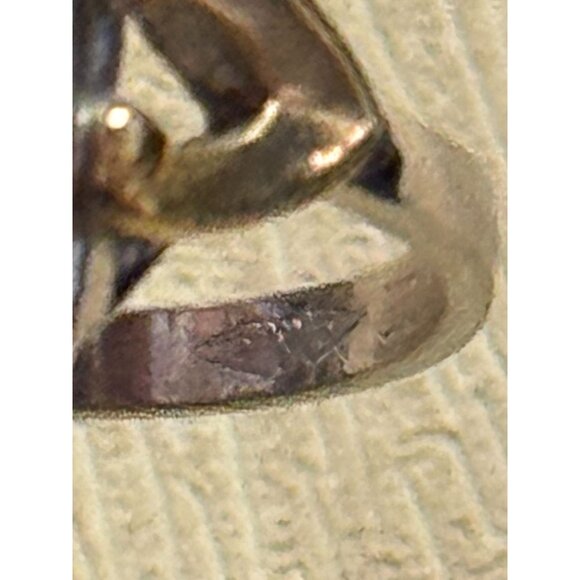 Vintage Clark & Combs Sterling Silver 10KGF Lapis Womens Ring Signed Size 7 C194 - Picture 8 of 8